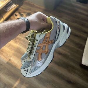 Asics Metallic Silver and Vibrant Orange Sneakers